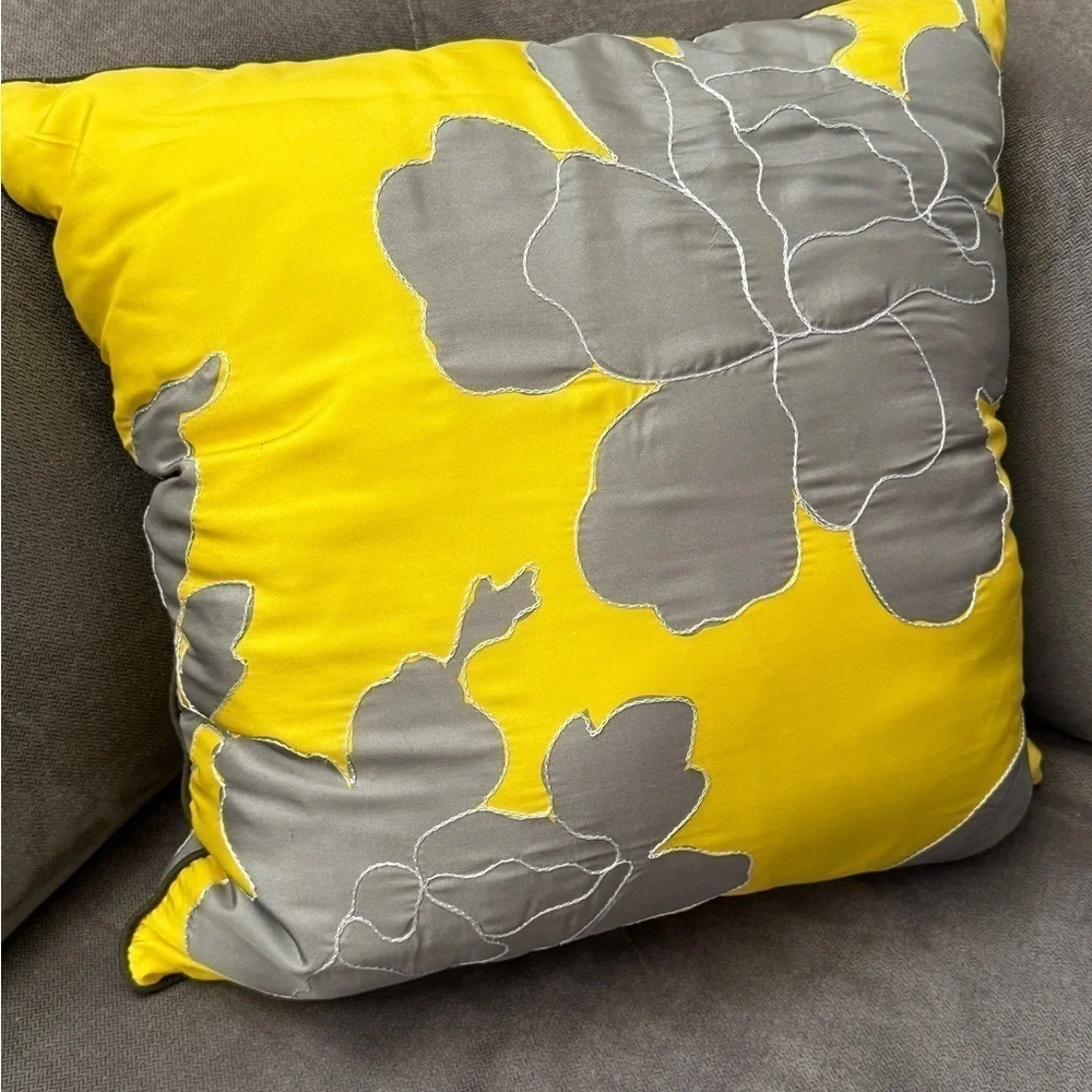 Dwell Studio for Target Yellow and Gray 100% Silk Throw Pillow 20x20